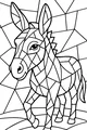 Free Donkey Coloring Page - Patchwork Geometric Parade (Printable PDF)