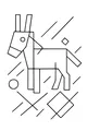Free Donkey Coloring Page - Geometric Shapes Design (Printable PDF)