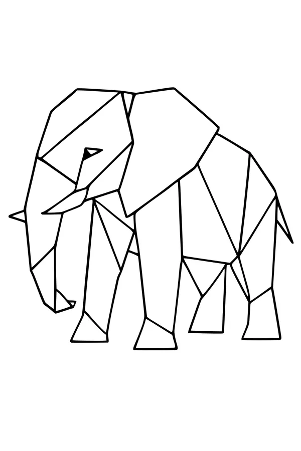 Free Elephant Coloring Page - Geometric Origami Style (Printable PDF)
