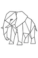 Free Elephant Coloring Page - Geometric Origami Style (Printable PDF)
