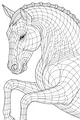 Free Horse Coloring Page - Mosaic Horse With Braided Mane (Printable PDF)