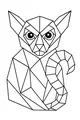 Free Lemur Coloring Page - Geometric Lemur With Big Eyes (Printable PDF)