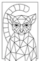 Free Lemur Coloring Page - Geometric Mosaic Jungle Lemur (Printable PDF)