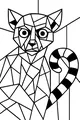 Free Lemur Coloring Page - Geometric Lemur With Wide Eyes (Printable PDF)