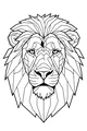 Free Lion Coloring Page - Geometric Lion Face With Bold Mane (Printable PDF)