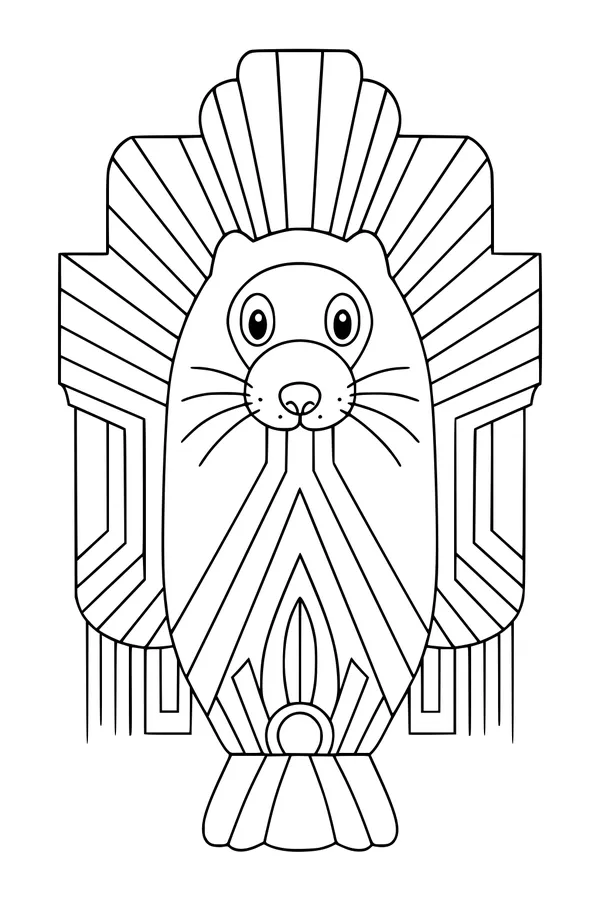 Free Mole Coloring Page - Happy Cartoon Mole in Geometric Tunnel (Printable PDF)