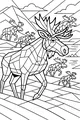 Free Moose Coloring Page - Geometric Moose Herd in Mountain Landscape (Printable PDF)
