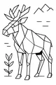 Free Moose Coloring Page - Geometric Moose by the Mountains (Printable PDF)