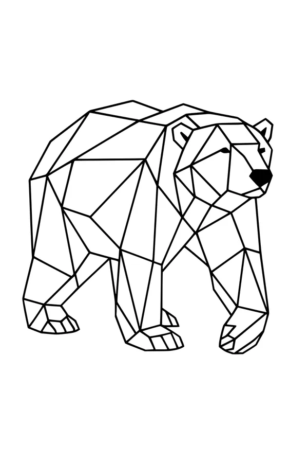 Free Polar Bear Coloring Page - Geometric Arctic Bear (Printable PDF)