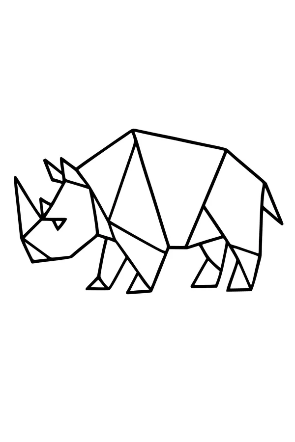 Free Rhinoceros Coloring Page - Geometric Rhino With Bold Shapes (Printable PDF)