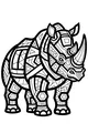Free Rhinoceros Coloring Page - Mosaic Geometric Patterns (Printable PDF)