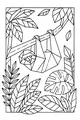 Free Sloth Coloring Page - Geometric Jungle Leaves Scene (Printable PDF)