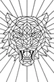 Free Tiger Coloring Page - Geometric Roaring Head with Sunburst Rays (Printable PDF)