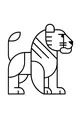 Free Tiger Coloring Page - Simple Geometric Tiger With Bold Stripes (Printable PDF)