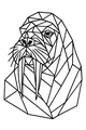 Free Walrus Coloring Page - Geometric Arctic Walrus Head (Printable PDF)