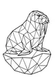 Free Walrus Coloring Page - Geometric Walrus on Icy Shapes (Printable PDF)