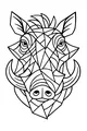 Free Warthog Coloring Page - Geometric Front-Facing Warthog Face (Printable PDF)