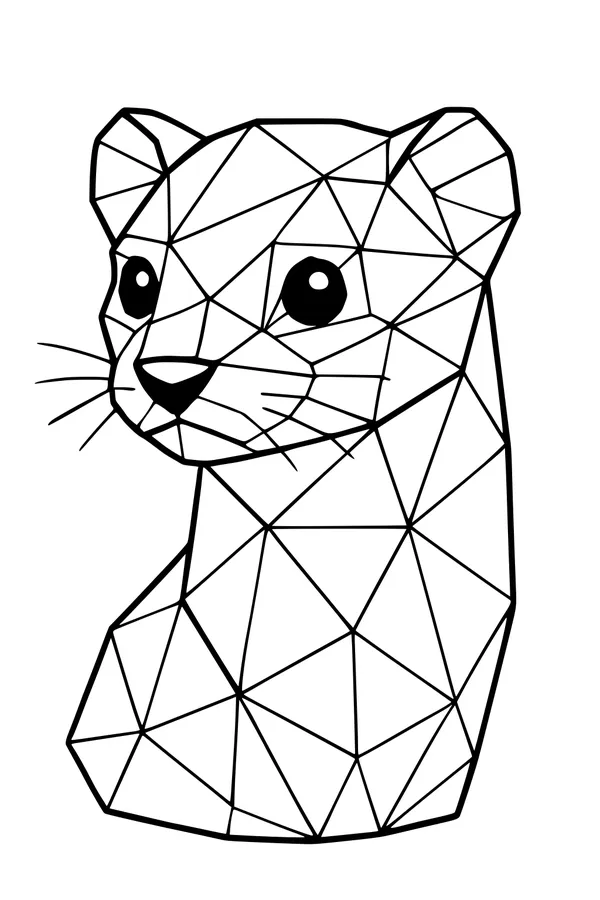 Free Weasel Coloring Page - Geometric Triangular Portrait (Printable PDF)