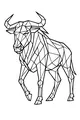 Free Wildebeest Coloring Page - Geometric Mosaic Gnu Walking Forward (Printable PDF)