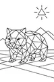 Free Wombat Coloring Page - Geometric Triangles in a Mountain Landscape (Printable PDF)