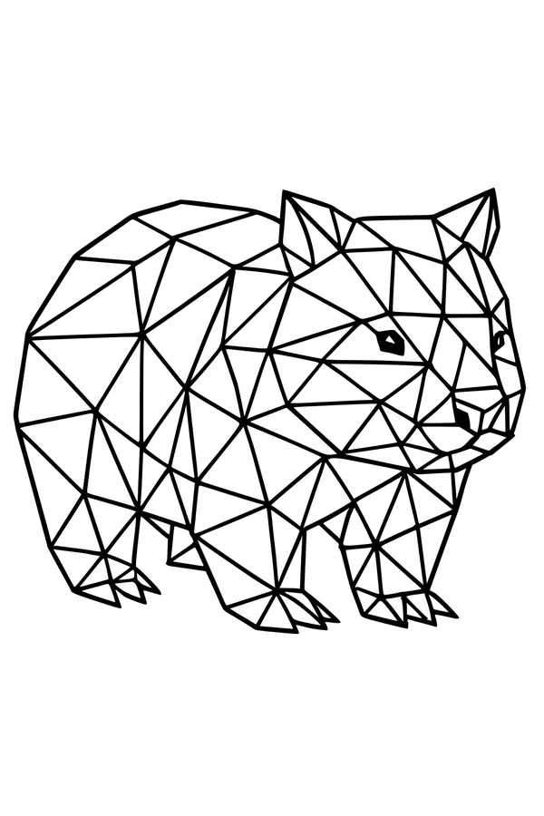 Free Wombat Coloring Page - Geometric Triangle Design (Printable PDF)