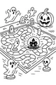 Free Halloween Ghost Board Game Coloring Page - Race to the Haunted House (Printable PDF)