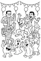 Free Halloween Ghosts Coloring Page - Dancing With Classic Monsters Party (Printable PDF)