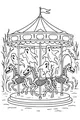 Free Haunted Carousel Coloring Page - Ghosts and Skeleton Horses (Printable PDF)