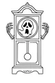 Free Halloween Ghost Coloring Page - Haunted Grandfather Clock Scene (Printable PDF)