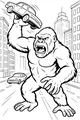 Free Gorilla Coloring Page - Giant Ape Lifting Car in City (Printable PDF)