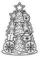 Free Christmas Tree Coloring Page - Star Topper And Gingerbread Cookie (Printable PDF)