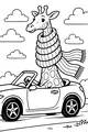 Free Giraffe Coloring Page - Silly Scarf Convertible Ride (Printable PDF)