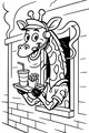 Free Giraffe Coloring Page - Funny Fast Food Drive-Thru Scene (Printable PDF)