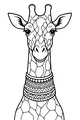Free Giraffe Coloring Page - Cute Girl Giraffe With Patterned Necklaces (Printable PDF)