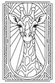 Free Giraffe Coloring Page - Sunburst Portrait with Geometric Border (Printable PDF)