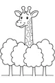 Free Giraffe Coloring Page - Smiling Giraffe Above Treetops (Printable PDF)