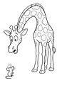 Free Giraffe Coloring Page - Surprised Giraffe Meets Tiny Mouse (Printable PDF)