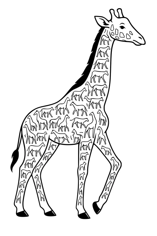 Free Giraffe Coloring Page - Parade of Tiny Giraffes (Printable PDF)