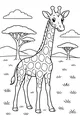 Free Giraffe Coloring Page - Smiling Tall Buddy in Sunny Savanna (Printable PDF)