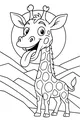 Free Giraffe Coloring Page - Silly Cartoon Giraffe in Sunny Mountains (Printable PDF)