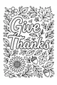 Free Give Thanks Coloring Page - Autumn Garden Word Art (Printable PDF)