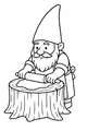 Free Gnome Coloring Page - Bearded Baker at Tree Stump Table (Printable PDF)