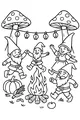 Free Gnome Coloring Page - Campfire Dance Under Mushroom Lanterns (Printable PDF)
