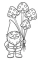 Free Gnome Coloring Page - Jolly Gnome With Mushroom Balloons (Printable PDF)