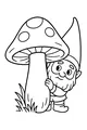 Free Gnome Coloring Page - Smiling Gnome Peeking Behind Mushroom (Printable PDF)