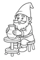 Free Gnome Coloring Page - Potter at the Wheel in Craft Workshop (Printable PDF)