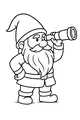 Free Gnome Coloring Page - Bearded Scout With Spyglass (Printable PDF)
