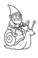 Free Gnome Coloring Page - Whimsical Ride on a Snail (Printable PDF)