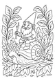 Free Gnome Coloring Page - Garden Gnome Riding Giant Snail (Printable PDF)