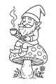 Free Gnome Coloring Page - Tea Break on a Toadstool (Printable PDF)